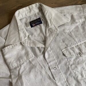 Panhandle Slim Men's 16-33 Large White Silver Vintage Pearl Snap Button Up Shirt